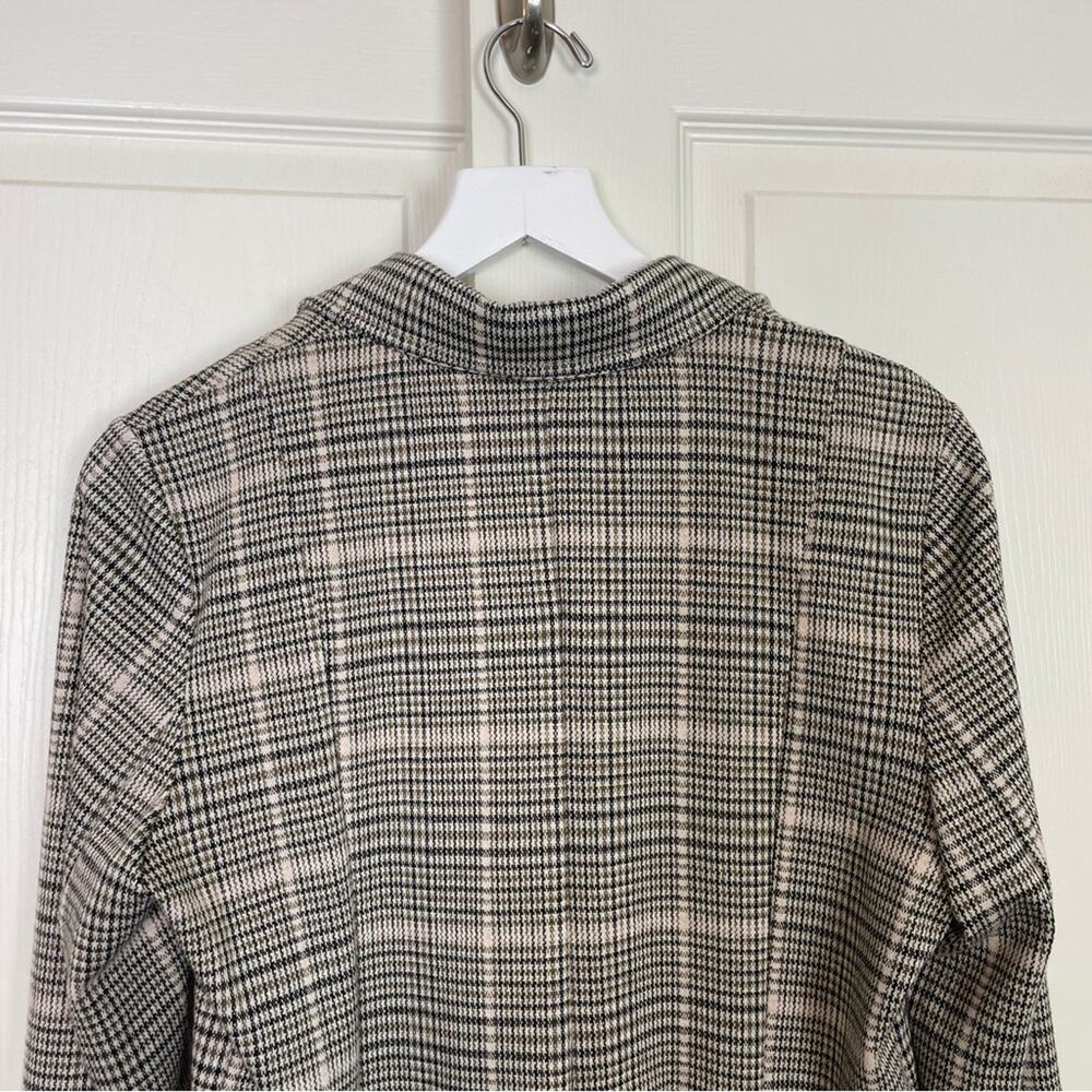 Anthropologie Maeve Collegiate Plaid Ponte Knit Blazer Tan Black Houndstooth SzM - Picture 7 of 9
